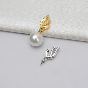 Pendentif en argent S925 pour femme, pendentif incrusté de perles avec plateau vide, accessoires de bijoux DIY, produit semi-fini - Product Image 2