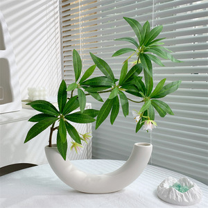 Plante verte artificielle Qingyu Chronicle, branche unique, fleurs en soie plastique réalistes pour la décoration intérieure et les accessoires de mariage - Product Image 1
