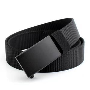 Cinturón de lona de moda informal para <span class=keywords><strong>hombre</strong></span>, cinturón negro caqui, hebilla <span class=keywords><strong>sin</strong></span> <span class=keywords><strong>dientes</strong></span>, cinturón con hebilla automática - Product Image 4