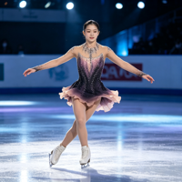Tenue de patinage artistique à manches longues en maille dégradée noir et rose, dos ouvert, col en V, ornée de strass, pour adultes et enfants, pour compétition de danse sur glace