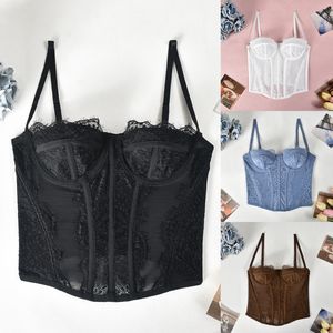 Ladymate Top De Corse De Encaje Para Mujer Femme Dentelle Corse Bustier Sexy Mesh Crop Tops Open Back Boned Corset Tops - Product Image 2