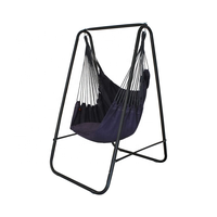 WOQI Chaise hamac adulte en coton résistante aux intempéries 205x145cm avec support et balançoire suspendue, gain de place