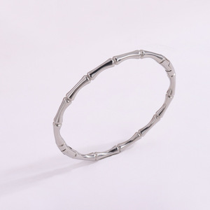 Custom High Quality 18K Gold Stainless Steel Beaded Bracelet Fashion Bamboo Bangles for Women - Product Image 6