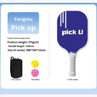 Ensemble de raquettes de pickleball en bois de peuplier écologiques pour adultes et enfants, poids 735 g, longueur 40 cm, certifié USAPA, équipement d'extérieur