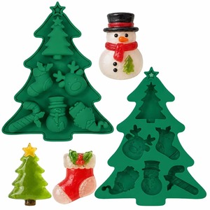 Molde de silicona para decoración de pasteles con forma de árbol de Navidad, muñeco de nieve y alce, apto para alimentos (LFGB), antiadherente, sin BPA. - Product Image 1