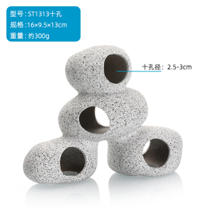 Cueva de roca de acuario para mascotas acuáticas, ornamento de pecera de cerámica, no tóxico, piedra decorativa - Product Image 3