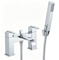 Robinetterie de bain et de douche en laiton brossé, mitigeur de baignoire cascade à double levier, robinets de remplissage pour bain et douche, robinets britanniques