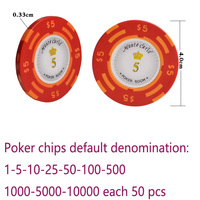 Jeu de jetons de poker en argile personnalisés avec design dollar, diverses couleurs, 14g, pour valise en aluminium de casino, 300, 500, 1000 pièces