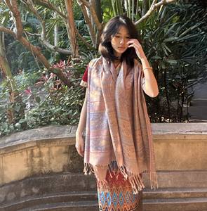 Chales Étnicos Vintage para Mujer, Pashmina con Borlas Delicadas, Bufanda Clásica Jacquard, Directo de Fábrica - Product Image 4