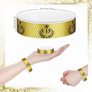 Bracelet en papier Tyvek personnalisé en usine, réglable, étanche, pour festival, événement, fête, bracelet doré à clip, bracelet VIP - Product Image 3