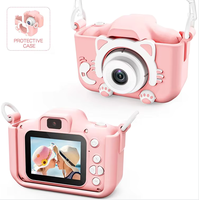 Appareil photo numérique pour enfants CPT avec écran LCD 2,0 pouces, mini-jouet de dessin animé HD 1080p avec zoom 4x, grand angle 120°, autocollants photo et fonctions de jeu