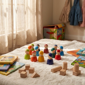 Muñeca Educativa <span class=keywords><strong>de</strong></span> Madera <span class=keywords><strong>Rainbow</strong></span> <span class=keywords><strong>Friends</strong></span>, Juguete Montessori para Niños, Manualidades Familiares, Muñeca Colorida DIY - Product Image 1