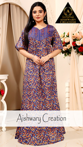 Vestido Kaftán Premium 100% Algodón Puro para Mujer, Ligero, Estampado, Largo, para Playa, Resort, Dormir o Descansar - Product Image 2
