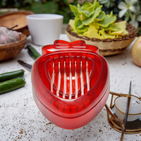 Plastic aardbeien snijder met roestvrijstalen mes, draagbare aardbeien snijder voor bakkerij, dessert en fruitdecoratie