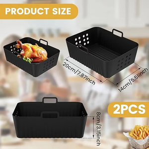 Panier XL réutilisable pour friteuse à air, doublures en silicone pour plateau de cuisson 20x14x8cm, compatible four et lave-vaisselle, écologique pour Ninja SL400 SL401 - Product Image 6