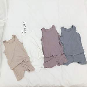 ชุดเสื้อผ้าเด็กฤดูร้อนแบบขายส่ง ชุดลำลองเด็กชายและเด็กหญิง ชุดสองชิ้นสำหรับใส่ในห้องแอร์ - Product Image 4