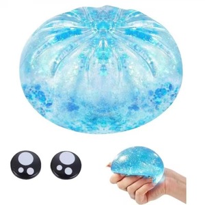 Jouet Squishy Boule de Sucre Scintillante, Jouet Anti-Stress à Presser en Forme de Boule de Maltose Liquide Transparente avec Paillettes Multicolores - Product Image 4