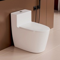 WC monobloc en céramique blanche, à poser au sol, à double chasse, à jet siphonique, cuvette allongée, pour salle de bain d'hôtel