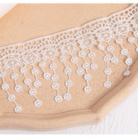 Dentelle à franges à motifs rayés de style vintage, 9 cm de large, soluble dans l'eau, brodée pour robes de mariée, sacs, chaussures, accessoires