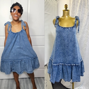 <span class=keywords><strong>Vestidos</strong></span> <span class=keywords><strong>de</strong></span> mezclilla lavados con tirantes finos y patchwork únicos, <span class=keywords><strong>de</strong></span> moda para <span class=keywords><strong>mujer</strong></span>, ¡los más vendidos! - Product Image 2