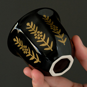 Nuove Tazze da Caffè in Ceramica Porcellana Ottagonali Nere Blu Dorate Decorative di Lusso da 100ml per Casa Hotel Caffè - Product Image 1