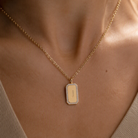 Pendentif rectangulaire personnalisé Mylove Chic en laiton plaqué or 18 carats avec micro-pavé de zirconiums cubiques et initiale, chaîne pour femme, cadeau bijoux