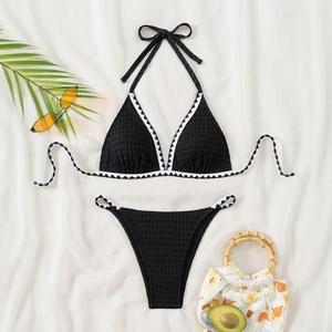 Traje de Baño Bikini 2024, Sexy Estilo Europeo y Americano, Traje de Baño de Dos Piezas Blanco para Mujer, Bikini con Estampado Floral - Product Image 4