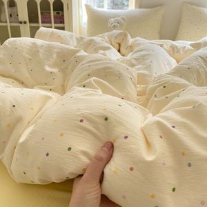 Stile moderno colorato motivo a punti lavato in microfibra in poliestere copriletto trapunta e federa set di biancheria da <span class=keywords><strong>letto</strong></span> per uso domestico - Product Image 4