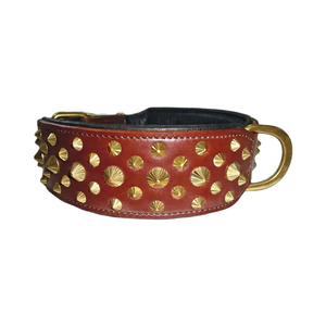 Correa de Cuero Grueso de Alta Calidad, Ecológica y Resistente, de 1.5 Pulgadas de Ancho, con Herrajes de Latón Duraderos, Logotipo Personalizado y Remaches con Diseño Animal para Perros - Product Image 1