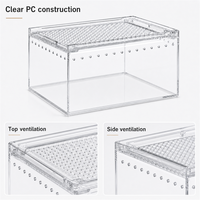 Terrarium en acrylique pour tortues, serpents, crabes ermites, boîte d'élevage empilable, base surélevée ventilée, vue panoramique à 360 degrés, grand modèle