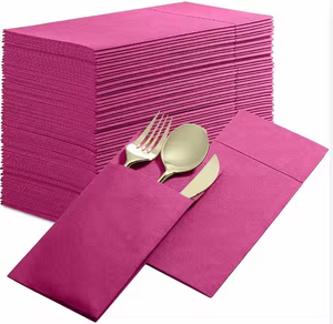 Vente en gros d'usine <span class=keywords><strong>de</strong></span> serviettes jetables Airlaid en lin qualité luxe pochette à couverts OEM papier hygiénique <span class=keywords><strong>de</strong></span> luxe imprimé en couleur - Product Image 3