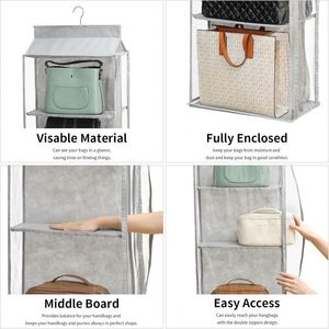 Organisateur de sacs suspendu transparent anti-poussière pour armoire, rangement mural en tissu non tissé pour sacs à main, maison, chambre - Product Image 4