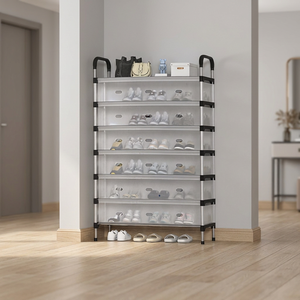 Zapatero de Plástico de Siete Niveles Erpsl con Cubierta Antipolvo, Almacenamiento Multifuncional de Gran Capacidad para la Organización de la Entrada del Hogar - Product Image 4