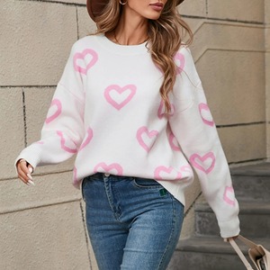 Women Y2k <strong>Valentines</strong> Oversized Knitted Sweater Heart Print Long Sleeve Crew Neck Loose Pullover <strong>Jumper</strong> Top Streetwear - Product Image 5