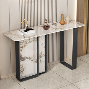 Mesa <span class=keywords><strong>Consola</strong></span> Moderna de Lujo para <span class=keywords><strong>Recibidor</strong></span>, con Tapa de Losa de Roca y Mármol, Mesa Auxiliar de Metal para Entrada, Porche o Sala de Estar - Product Image 4