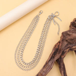 Shoe <b>Chain</b> With Bow Pendant Multi Layered Metal <b>Chain</b> For Martin <b>Boots</b> Unisex Zinc Alloy White K - Product Image 4