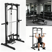 DW SPORTS Machine Smith multifonction en métal avec système de câbles intégré, rack de squat, pour entraînement complet du corps et exercices dorsaux à domicile