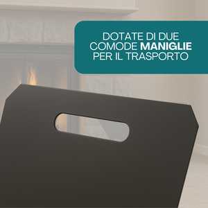 Porta Legna per Caminetto in Acciaio Nero Opaco 40x29x26 Cm Design Moderno con Maniglie Integrate - Product Image 4