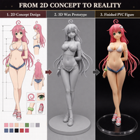 Figurine PVC Fille Anime avec Impression par Tamponnage, Yeux Détaillés, Deux Tresses Roses, Pose en Maillot de Bain, Modèle de Collection Garage Kit, Statue
