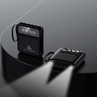 Batterie externe Li-Polymère 10000mAh avec logo personnalisé OEM, charge rapide PD20W, écran LED, 4 câbles intégrés, Micro USB, portable, pour voyage