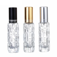 Flacon de parfum en verre transparent de luxe de 10 ml, forme élégante, effet ondulé, vaporisateur à bille pour crème pour le visage, mascara, compte-gouttes pour les yeux