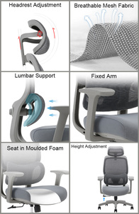 Meilleur Fauteuil Ergonomique Commercial Moderne Réglable Multifonctionnel à Dossier Haut Confortable avec Rotation à 360° en Maille Relaxante <span class=keywords><strong>Ergohuman</strong></span> - Product Image 5