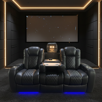 Canapé de cinéma professionnel en cuir italien de luxe avec fauteuil inclinable électrique, LED, Bluetooth, rangement pour gobelets et console
