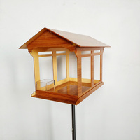 Cage à oiseaux moderne personnalisée en acrylique avec support en acier inoxydable Mangeoire pour petits oiseaux perroquets canaris et plateau attrape-graines