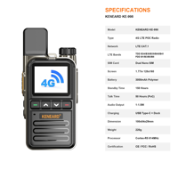KENEARD KE-998 4G LTE POC Talkie-walkie numérique CAT.1 Double SIM Appel de groupe 3000mAh 150H en veille Écran 1,77 pouces Alliage de zinc