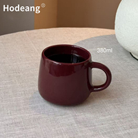 Mug à café en céramique rouge Bourgogne brillant de 250 ml et 380 ml, tasse à café ronde avec anse pour café, restaurant, maison