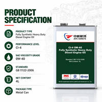 Huile moteur diesel entièrement synthétique haute performance AVIC HANGTE CI-4 0W-40 4L pour camions, générateurs et engins de construction