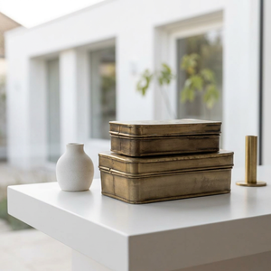 Wholesale Brass Antique Metal Rectangular Curved Edges <b>Box</b> for Decoration and <b>Storage</b> - Product Image 1