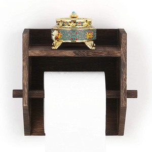 رف خشبي لتخزين ورق المرحاض والعناية الشخصية مشغولات يدوية مصنوعة من الخشب - Product Image 3