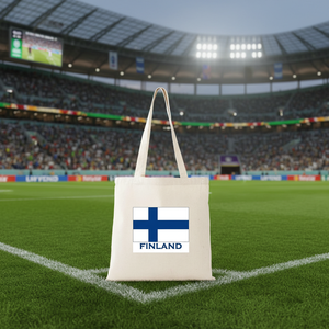 Sac fourre-tout finlandais réutilisable en toile naturelle, sac de courses avec drapeau finlandais, idéal pour un cadeau - Product Image 6